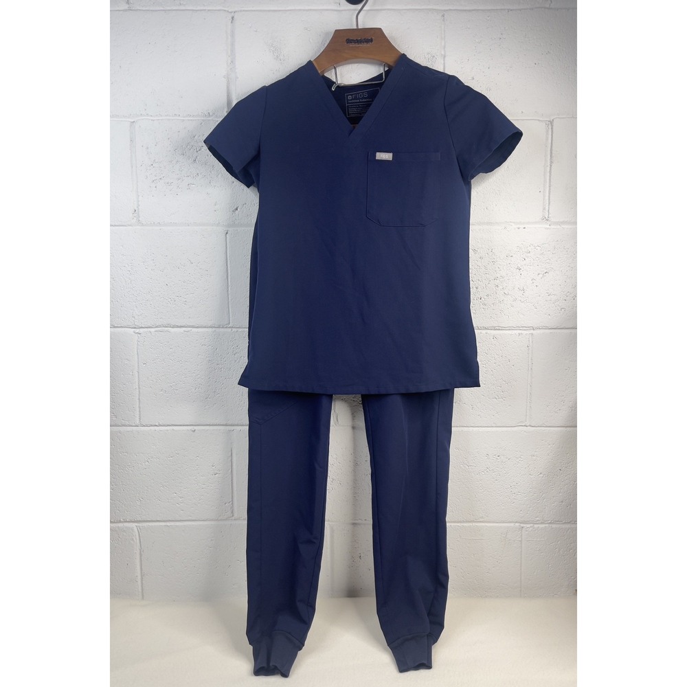 FIGS Women's Scrub Set Navy Blue: XXS Catarina Top & XS Zamora Jogger Pants